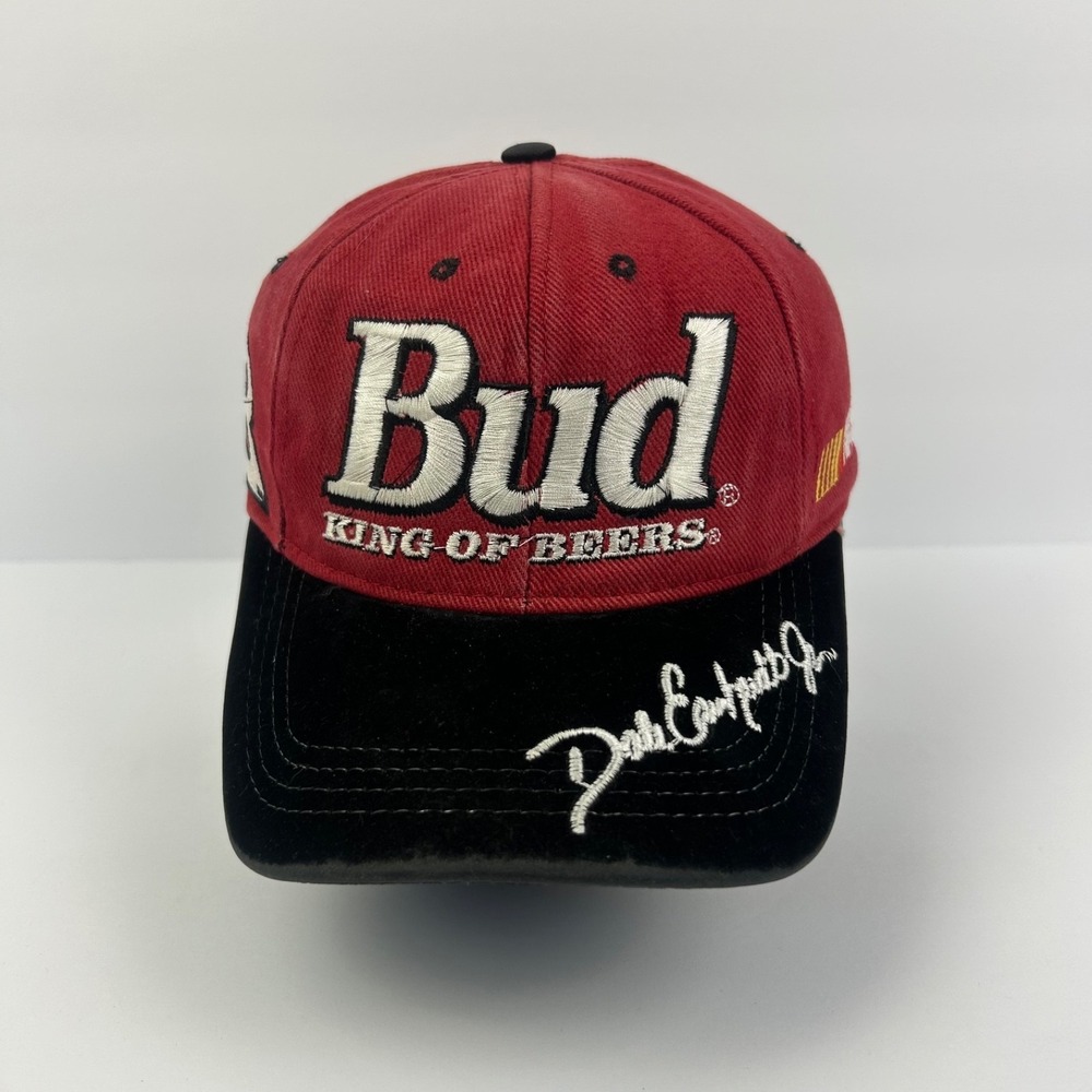 Vintage 90s Dale Earnhardt Jr Hat Cap Strap Back Adjustable Red Nascar Budweiser
